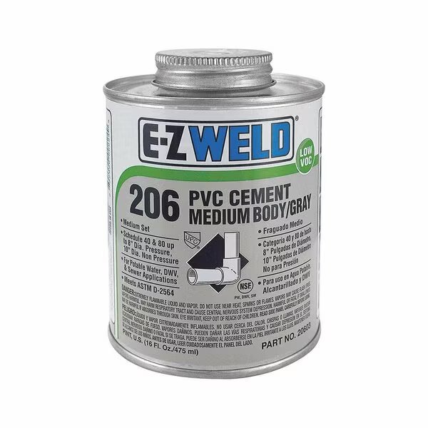 8 Oz H.D. PVC Cement Grey, Thrifco Plumbing, Mfr#: 6622221